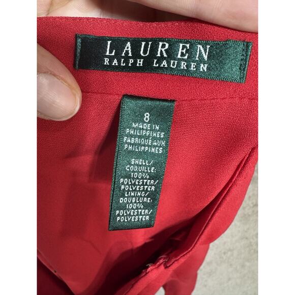 NWT LAUREN Ralph Lauren Skater Red Skirt 8 Lined Preppy Holiday Fit & Flare - Picture 4 of 8